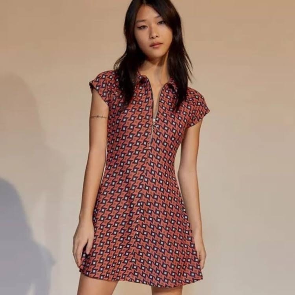 urban outfitters arla zip-up mini dress